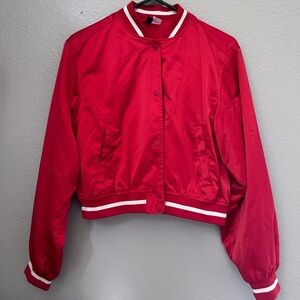 Like New H&M Cropped Red Varsity Baseball Jacket